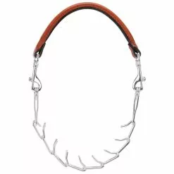 Weaver Leather Goat Collar with Leather and Pronged Chain, Chestnut, 5/8 in. x 26 in.
