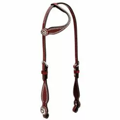 Weaver Leather Texas Star Flat Sliding Ear Headstall, Chestnut, 10-0047-CH