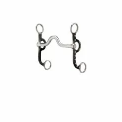 Weaver Leather Professional Antiqued Argentine Horse Bit, 5 in. Sweet Iron Polished Medium Port Mouth with Copper Inlay, 25-1820