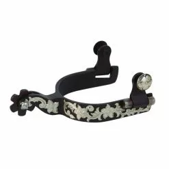 Weaver Leather Women's Antiqued Show Spurs with German Silver Floral Trim, 25-7755