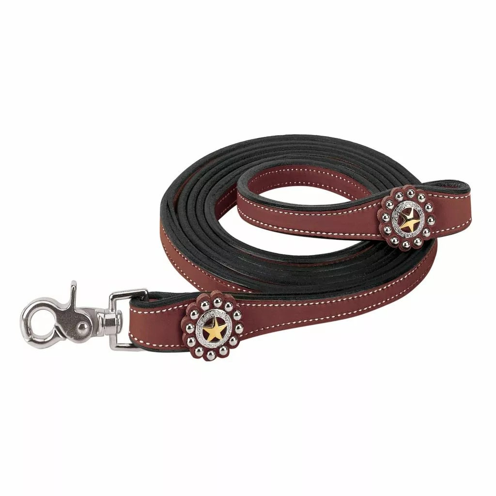 Weaver Leather Texas Star Roper Reins, Chestnut, 5/8 in. x 8 ft., 50-1714-CH 1 Weaver Leather Texas Star Roper Reins, Chestnut, 5/8 in. x 8 ft., 50-1714-CH