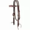 Weaver Leather Turquoise Cross Beaded Basketweave Browband Headstall, 45-0126