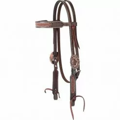 Weaver Leather Turquoise Cross Beaded Basketweave Browband Headstall, 45-0126