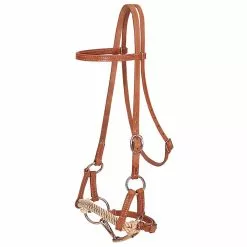 Weaver Leather Harness Leather Half Breed Horse Headstall, Double Rope, Russet, 10-0290