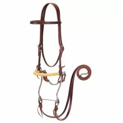 Weaver Leather Brow-band Hackamore Bridle, Burgundy, 8-1/2 Inch Hackamore, 7 Foot Reins, 20-0354
