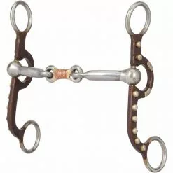 Weaver Leather Professional Argentine Bit with 5 in. Sweet Iron Copper Wire Wrapped Dogbone Mouth, German Silver Trim, 25-1860