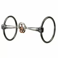 Weaver Leather Ring Snaffle Horse Bit with 5 in. Sweet Iron Smooth Lifesaver Mouth and Copper Rings, 25-1886