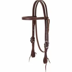 Weaver Leather Working Tack Straight Browband Headstall with Buffed Brown Iron Hardware, 10-0599