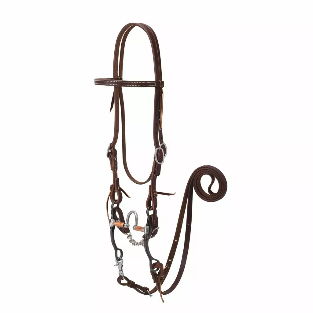 Weaver Leather Leather Working Tack Horse Bridle with Correction Mouth Bit, 20-0363 1 Weaver Leather Leather Working Tack Horse Bridle with Correction Mouth Bit, 20-0363
