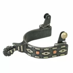 Weaver Leather Spurs with German Silver Aztec Trim and Copper Dots, 25-7822