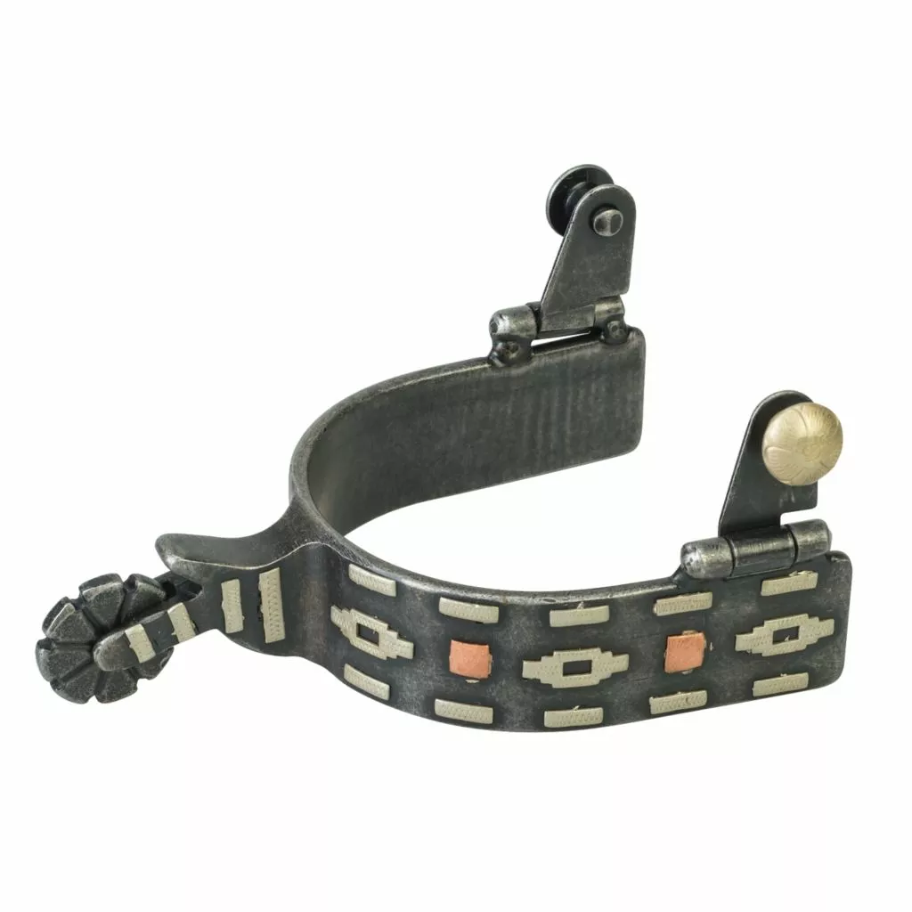 Weaver Leather Spurs with German Silver Aztec Trim and Copper Dots, 25-7822 1 Weaver Leather Spurs with German Silver Aztec Trim and Copper Dots, 25-7822