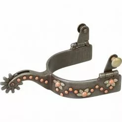 Weaver Leather Men's Spur with German Silver Floral Trim and Copper Dots, 25-7824