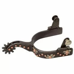 Weaver Leather Spurs with German Silver Floral Trim and Copper Dots, 25-7832