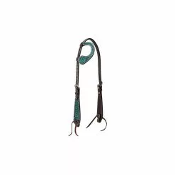 Weaver Leather Sliding Ear Headstall with Cross Carved Turquoise Flower, 5/8 in., 45-0143