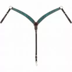 Weaver Leather Turquoise Cross Carved Turquoise Flower Contoured Breast Collar, 45-0326
