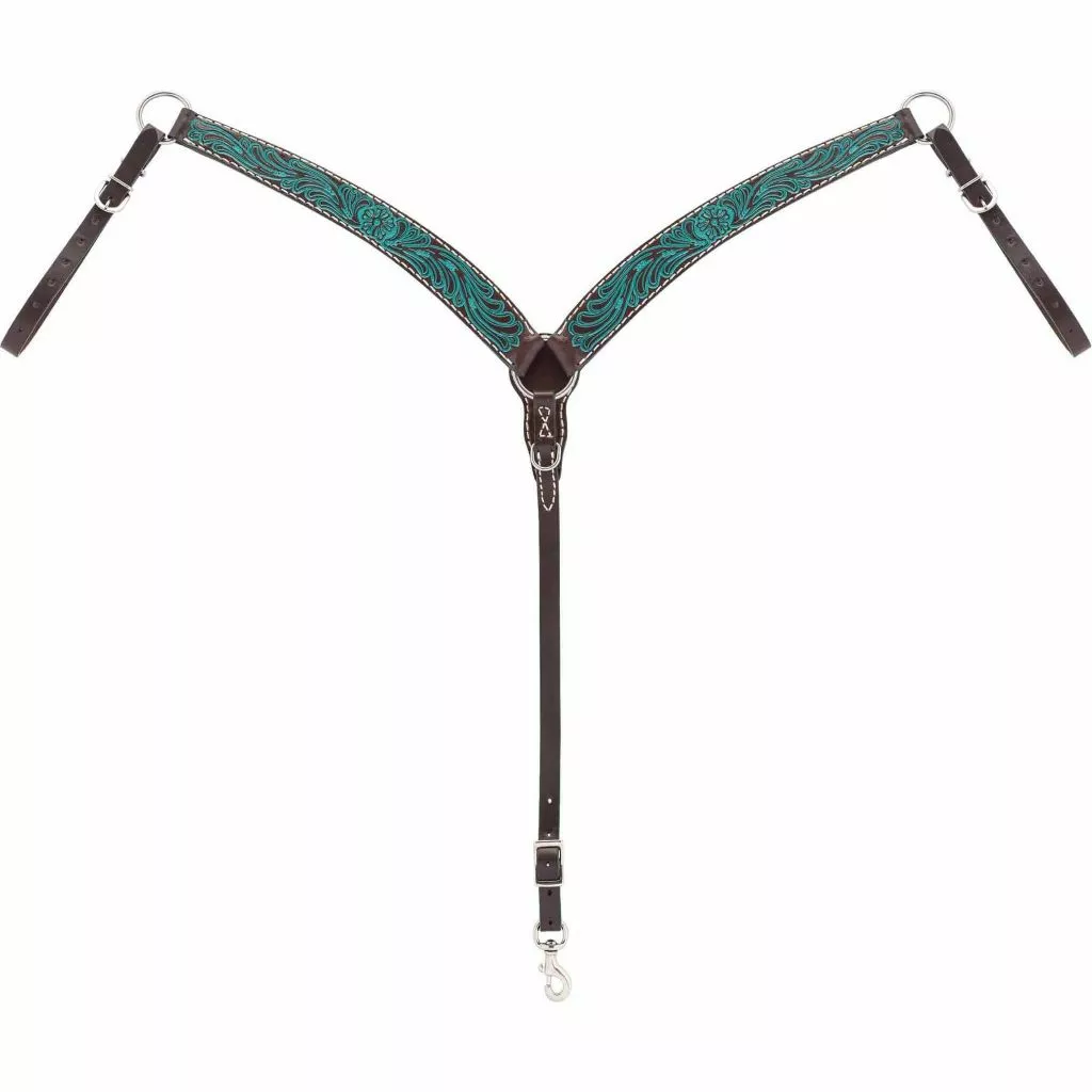 Weaver Leather Turquoise Cross Carved Turquoise Flower Contoured Breast Collar, 45-0326 1 Weaver Leather Turquoise Cross Carved Turquoise Flower Contoured Breast Collar, 45-0326