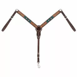 Weaver Leather Turquoise Cross Turquoise Beaded 1-1/4 in. Pony Breast Collar, 45-0328
