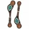 Weaver Leather Spur Straps Beaded with Cross Turquoise, 45-0426