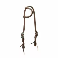 Weaver Leather Working Tack Sliding Ear Headstall, Rope Edge Hardware, Golden Chestnut, 10-0588