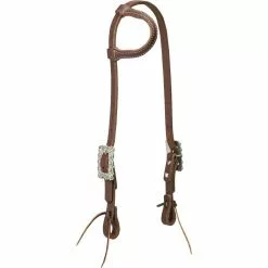 Weaver Leather Working Tack Sliding Ear Headstall, Scalloped Hardware, Golden Chestnut, 10-0594